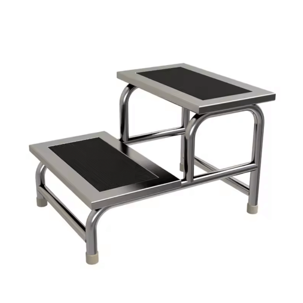 Escadinha de Inox de Dois Degraus premium hospitalar